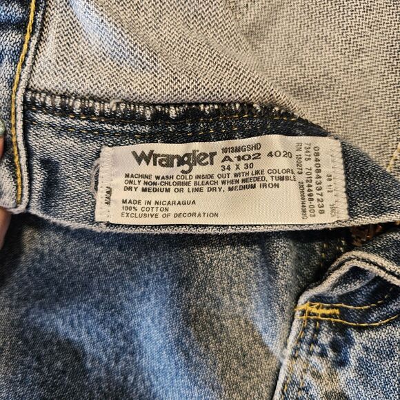 Wrangler George Strait Jeans Mens 34x30 (31x29) Blue Western Cowboy Straight Leg - Picture 10 of 11